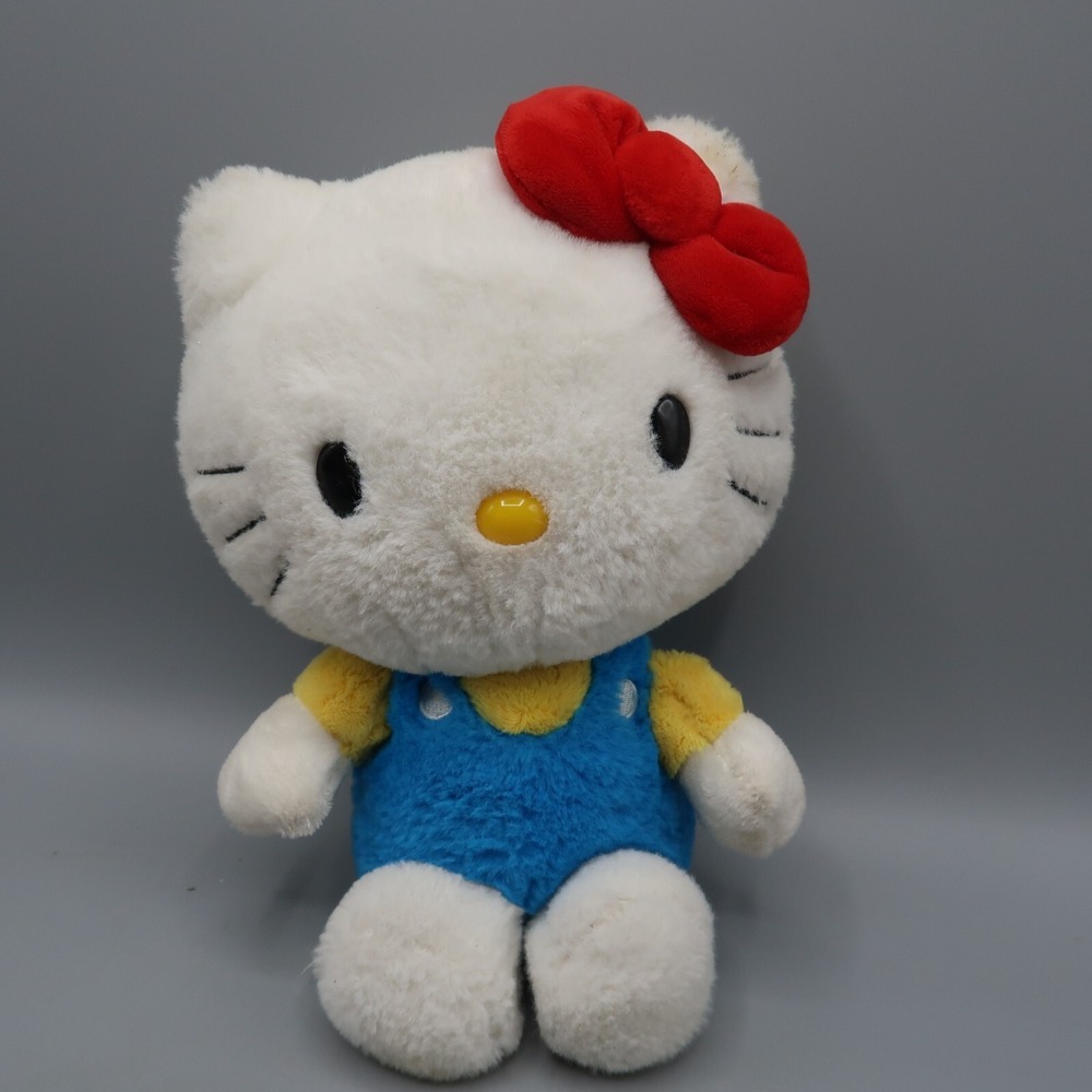 Hello Kitty‎ Blue Overalls Yellow Shirt Red Bow Classic 9" Plush Stuffed Toy